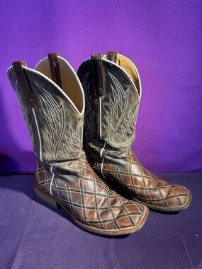 MACIE BEAN Cowboy Boots Moka Sabotage Patch Square Toe Western Womens 10M